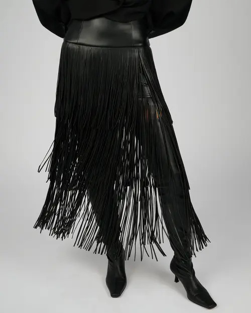 WeWoreWhat Fringe Midi Skirt in Black at Nordstrom, Size Small | Nordstrom