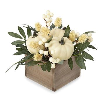 Jcp White Pumpkin With Olive Leaves Floral Arrangement | JCPenney
