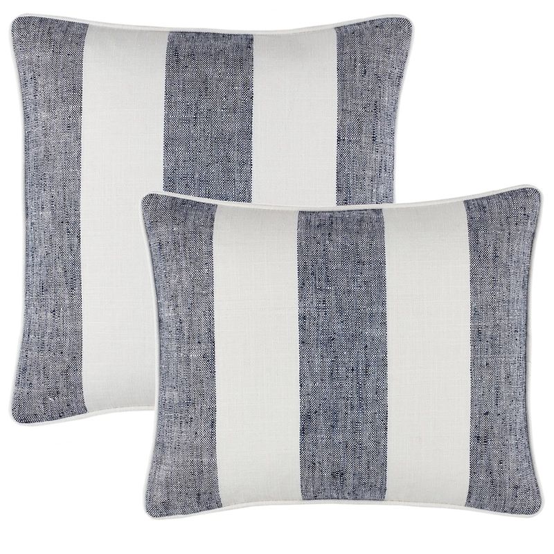 Awning Stripe Navy Indoor/Outdoor Decorative Pillow | Annie Selke