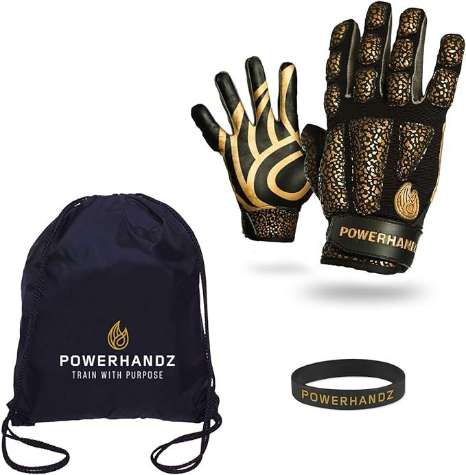 POWERHANDZ Football 3-Piece Bundle- Includes Weighted Anti-Grip Football Gloves for Strength and ... | Amazon (US)