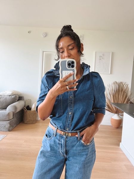 Love a good denim on denim look. I can’t remember the brand name of the denim I have on. I will update once I find out. 

Denim shirt brand : shopKMJ

Jeans I love. Size :25