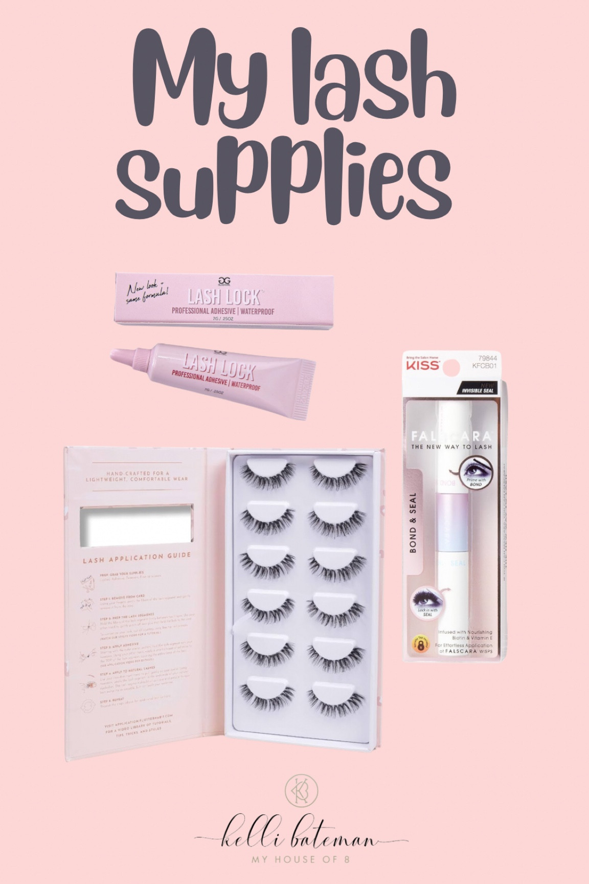 Everything I use for my lashes. 💋
I like using the wand first on my lashes first and then I add the lashes with the glue on them. This combo makes them stick so well! They lash a minimum of 5 days but sometimes more! I use the style Bestie. But there are tons of other styles, depending on what you’re looking for!