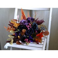 Gothic Wedding Bouquet, Purple Black Fall Bridal Bouquet | Etsy (US)