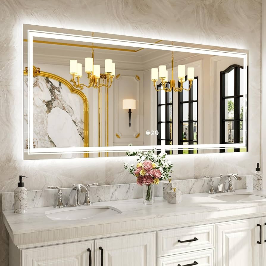 84''x32'' LED Bathroom Mirror with Lights, Large Dimmable Led Mirror for Bathroom with Front + Ba... | Amazon (US)