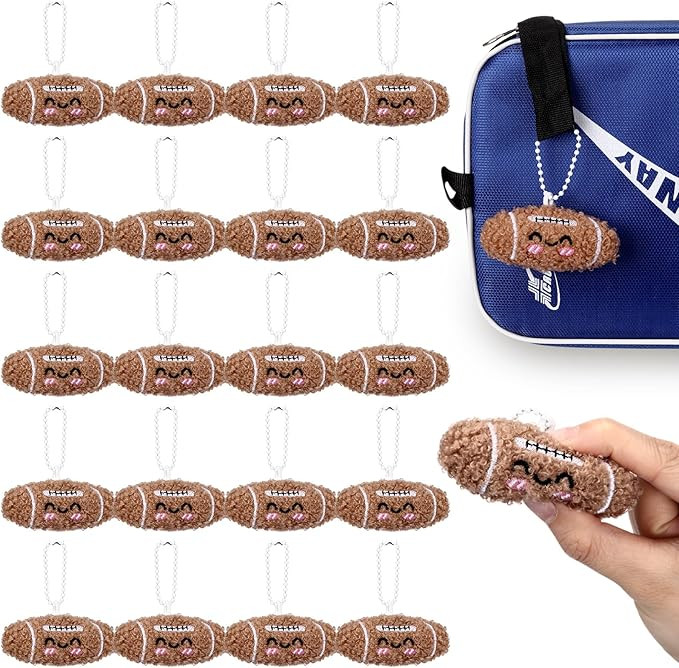 Simgoing 15 Pcs Football Keychain Gift Bulk Mini Plush Ball Prizes Funny Sports Players Team Part... | Amazon (US)