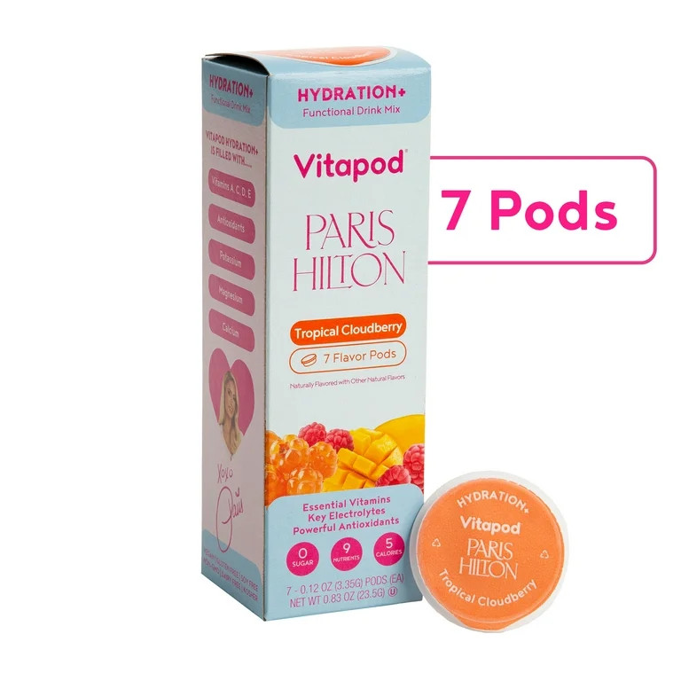 Paris Hilton x Vitapod Hydration+ Tropical Cloudberry Functional Drink Mix, 7 Pods, Sugar-Free, 5... | Walmart (US)