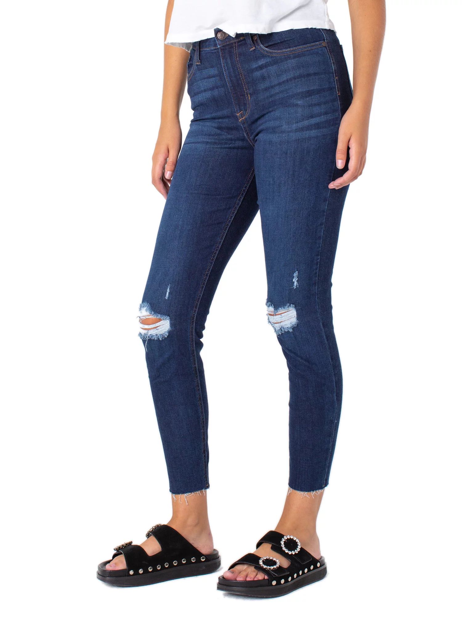 Celebrity Pink High Rise Ankle Skinny 28" with Raw Washed Hem | Walmart (US)