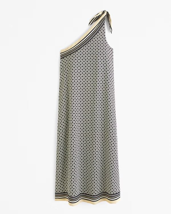One-Shoulder Scarf Midi Dress | Abercrombie & Fitch (US)