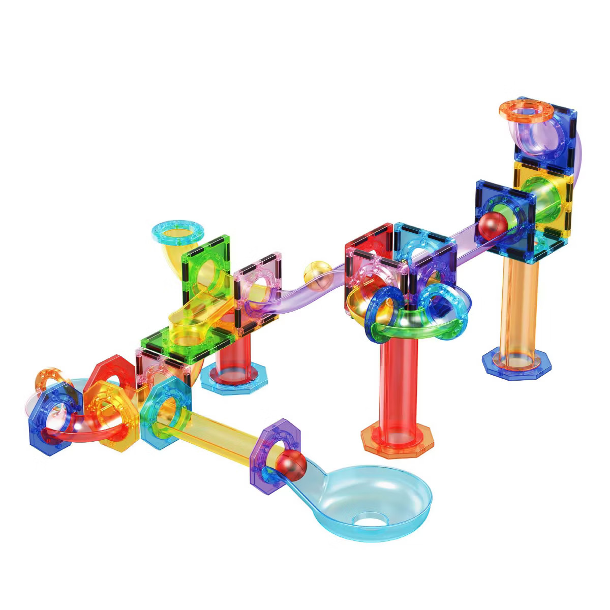 PICASSO-TILES Marble Run Magnetic Tiles Race Track Set for Kids, 60PCS STEM Construction Building... | Target