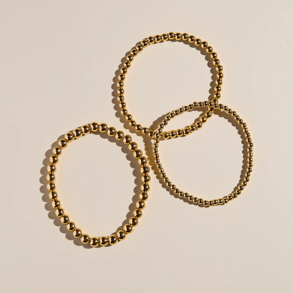 Gold Beaded Bracelet Set | Nickel and Suede