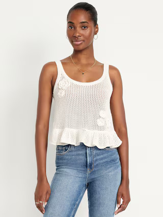 Sleeveless Open-Stitch Peplum Sweater | Old Navy (US)