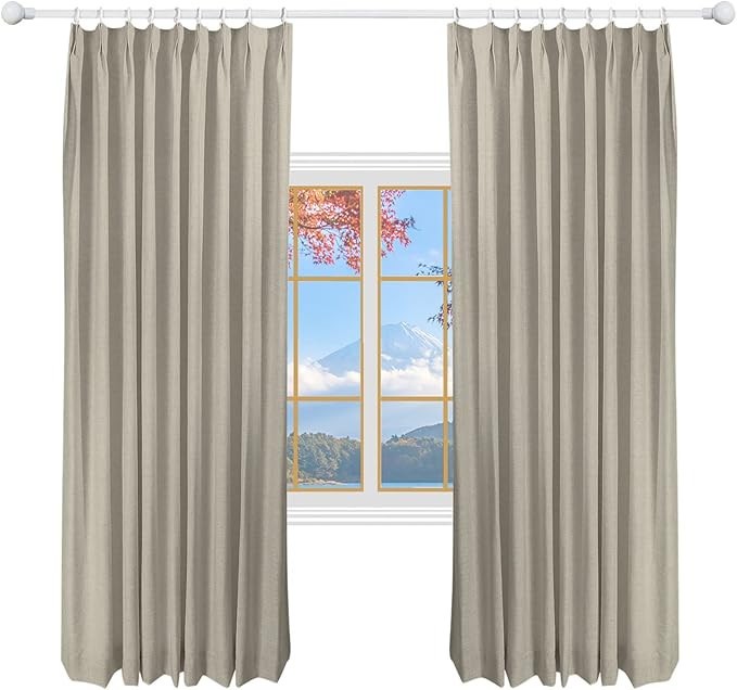DotheDrape 34 W x 106 L inch Pinch Pleat Darkening Drapes Faux Linen Curtains with Lining Drapery... | Amazon (US)