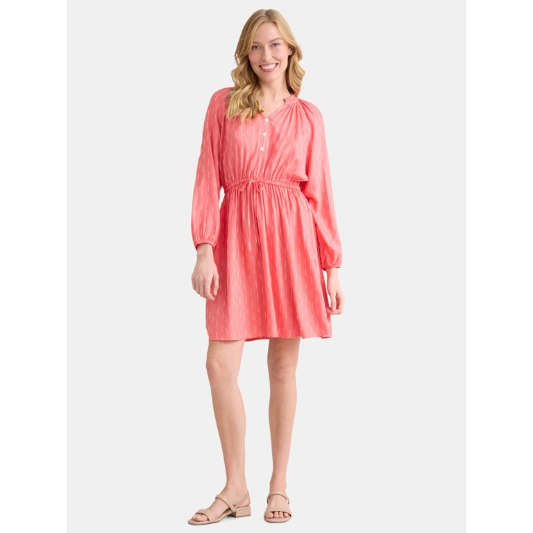 Time and Tru Women's Ruffle Neck Mini Dress, Sizes XS-XXXL | Walmart (US)