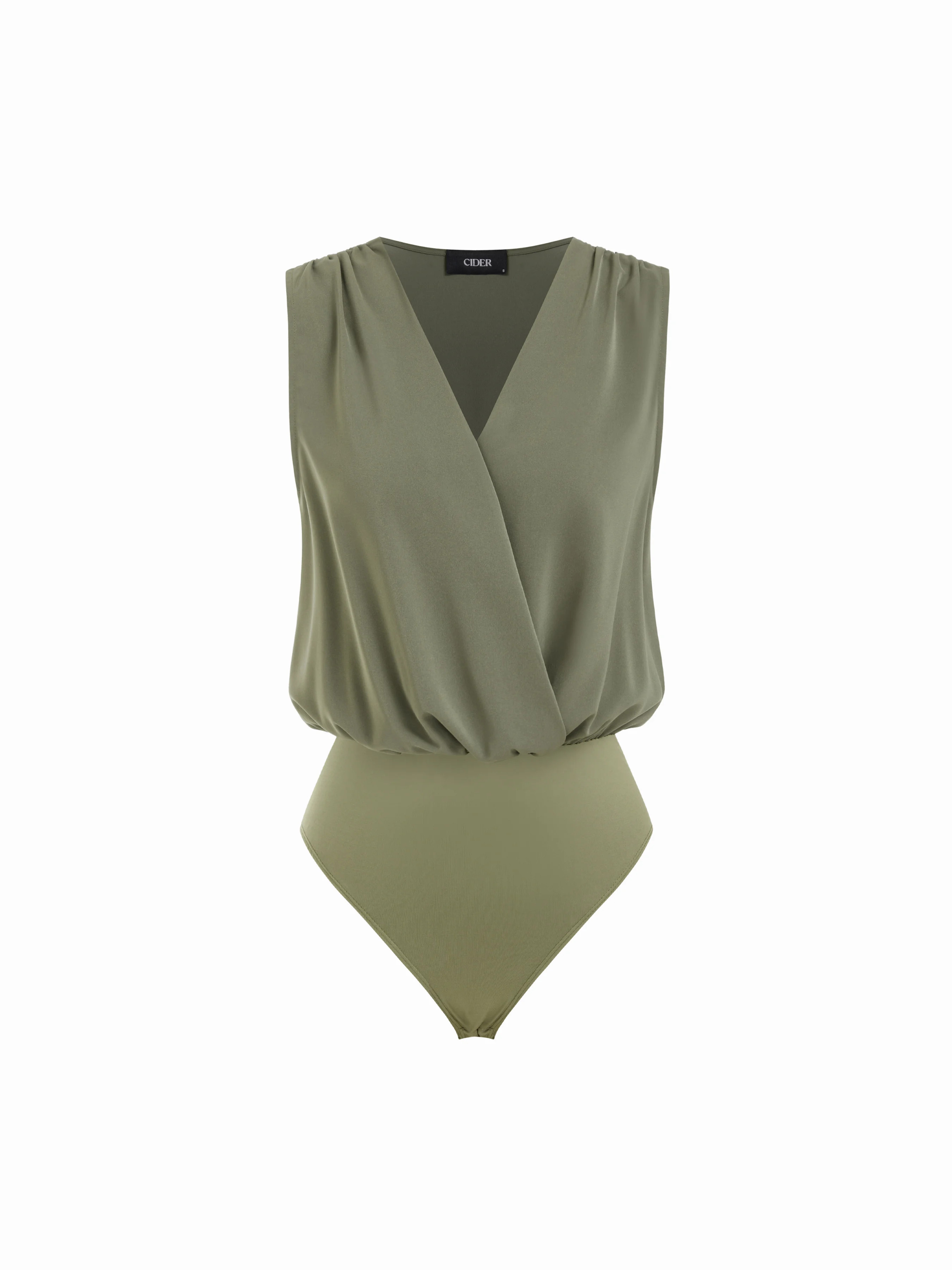Woven V-Neck Ruched Shirt Romper For Daily Casual Work | Cider