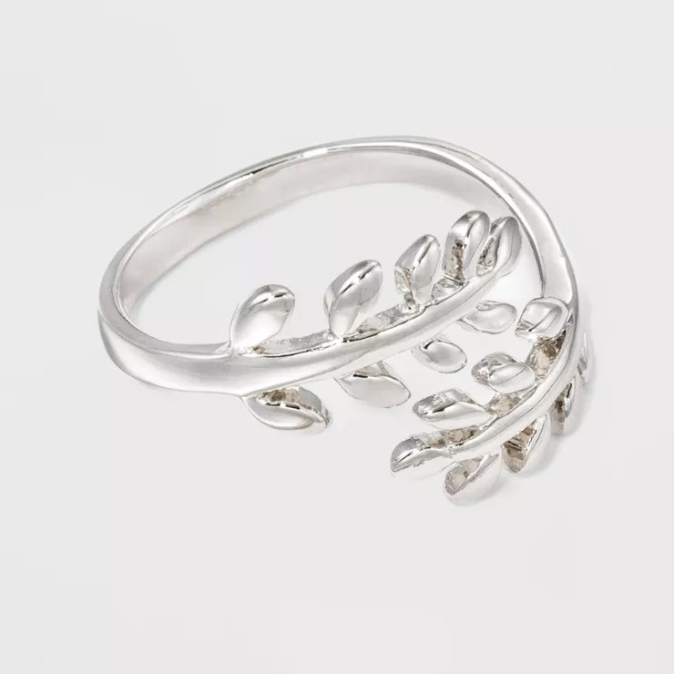 Silver Plated Leaf Bypass Ring - A New Day Silver | Target