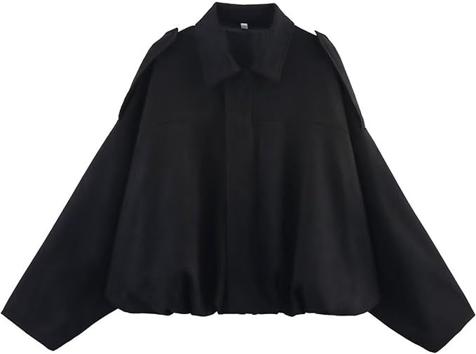 Xunger Women's Faux Suede Bomber Jacket Spring Lapel Pilot Coat Casual Oversized Long Sleeves Tre... | Amazon (US)