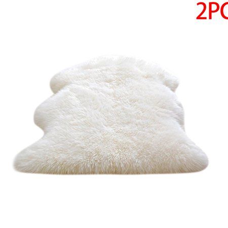 2 Pieces Home Office Decoration Faux Sheep Skin Carpet Ultra Soft Chair Sofa Cover Rugs Warm Hairy C | Walmart (US)