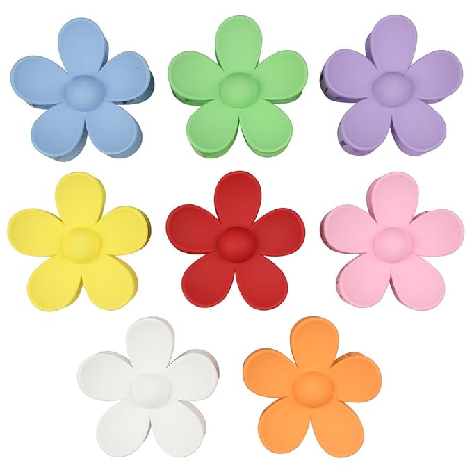 Hair Flower Claw Clips Matte Jaw Flower Claw Clips for Women | Hair Clips for Thin Hair with Non ... | Amazon (US)