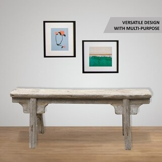 Lily's Living Vintage Noodle Bench with Front Panel, Weathered Natural Wood Finish (Size & Finish... | Bed Bath & Beyond