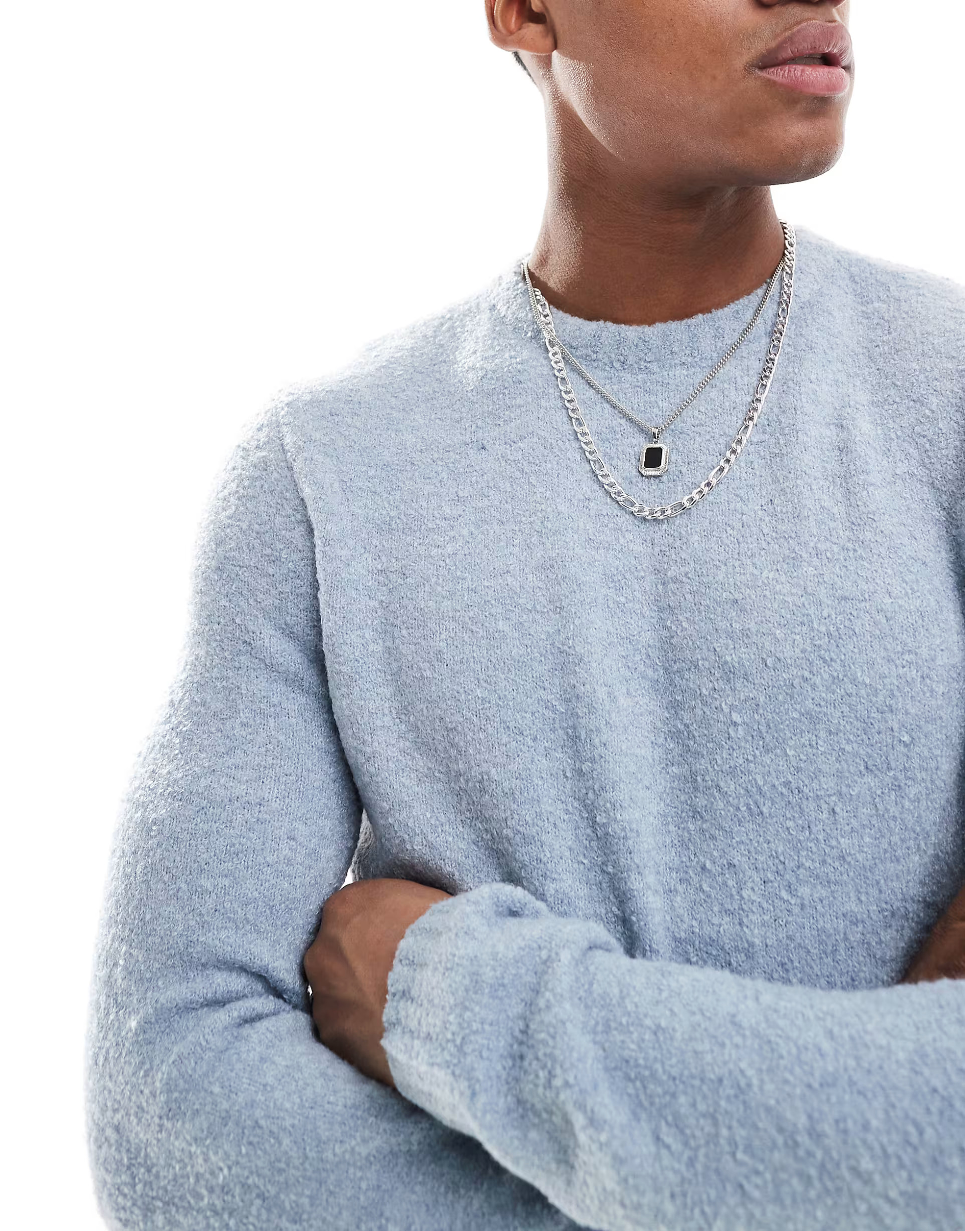 New Look boucle jumper in mid blue | ASOS (Global)