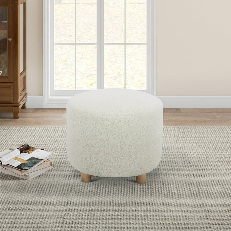 Better Homes & Gardens Mira Round Ottoman, Cream - Walmart.com | Walmart (US)