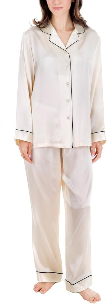 OSCAR ROSSA Women's Luxury Mulberry Silk Sleepwear 100% Silk Pajamas Set | Amazon (US)