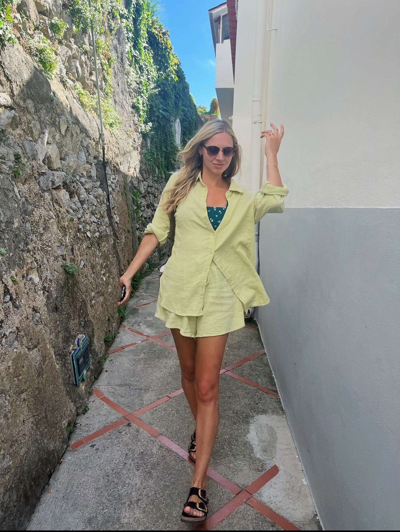 The perfect light weight cotton set! I wore this all over Italy on my honeymoon. The big buckle birks were also a hit when walking MILES each day over there. Very comfortable and the big buckles add a bit of elevation to your outfit  Wearing a size small in the set!

#LTKFindsUnder50 #LTKShoeCrush #LTKSaleAlert