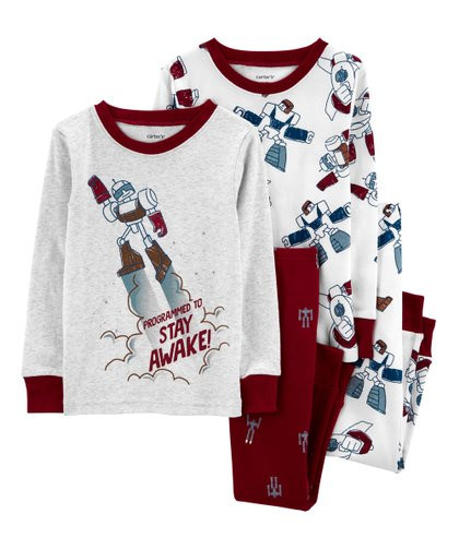 Carter's White 'Programmed To Stay Awake' Robot Snug-Fit Pajama Set - Infant | Zulily