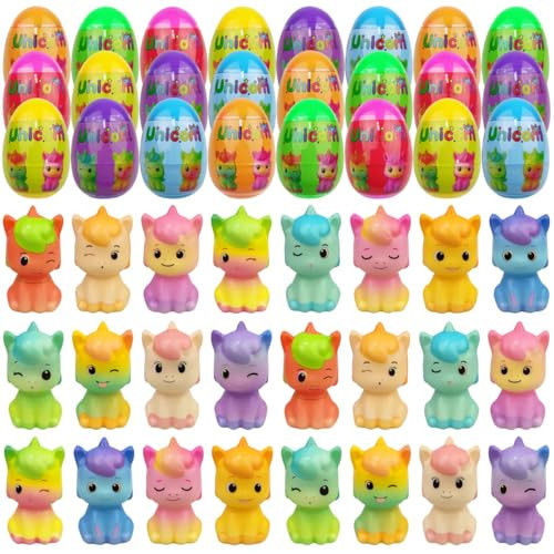 Muyiz 24 Pack Prefilled Easter Eggs with Unicorn Slow Rising Squishy Toys Inside for Kids Girls Boys Easter Basket Stuffers Gifts Unicorn Party Favors | Amazon (US)