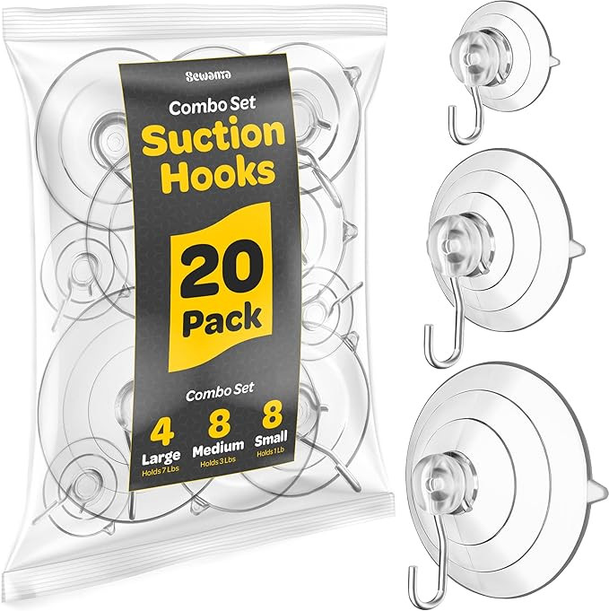 SEWANTA All-Purpose Suction Cup Hooks [20PK Combo Set] Powerful Window Suction Cups with Hooks Us... | Amazon (US)