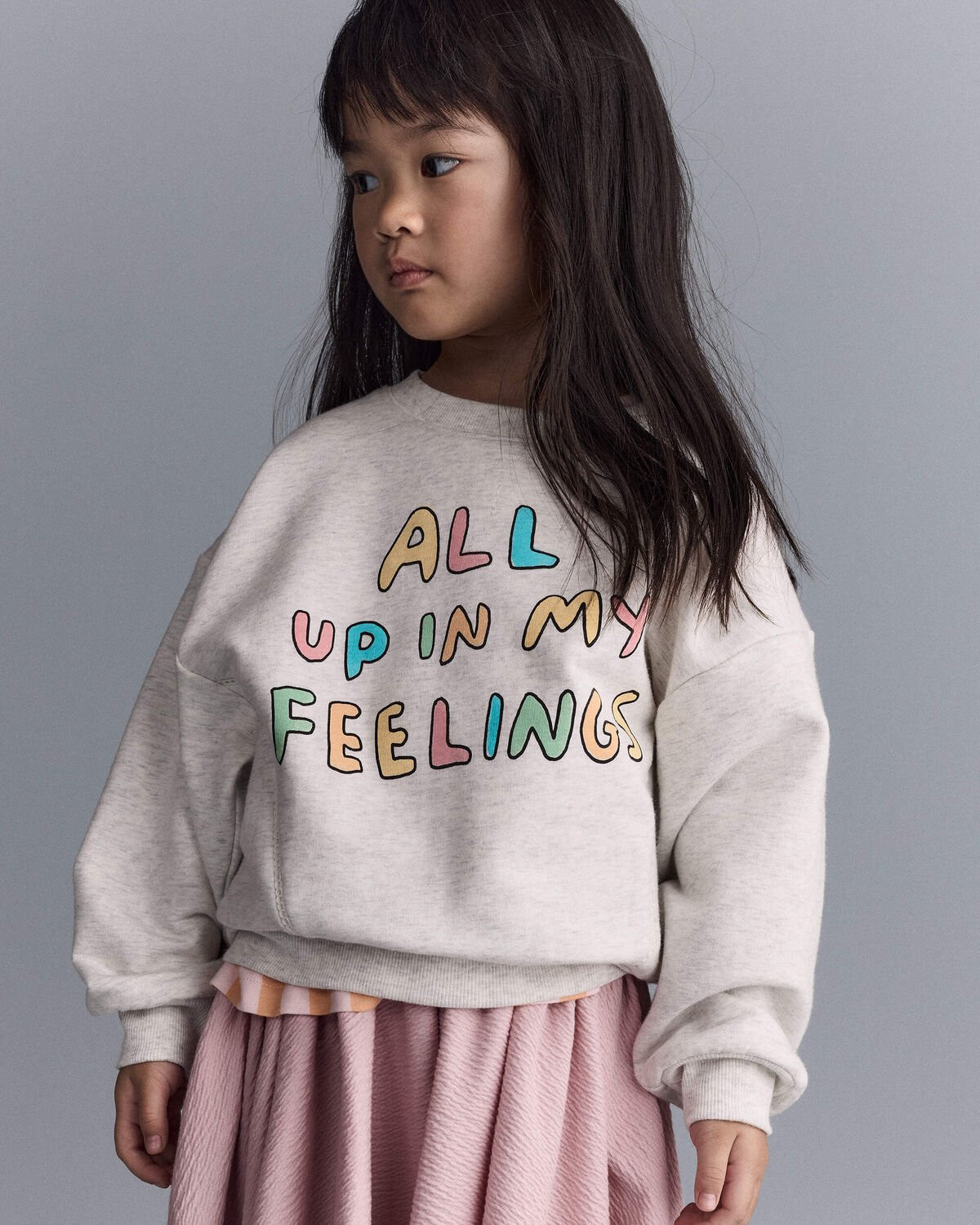 Toddler Girl 'In My Feelings' Wide-Arm Sweatshirt - Heathered Grey - Otter Avenue | Carter's | Carter's Inc
