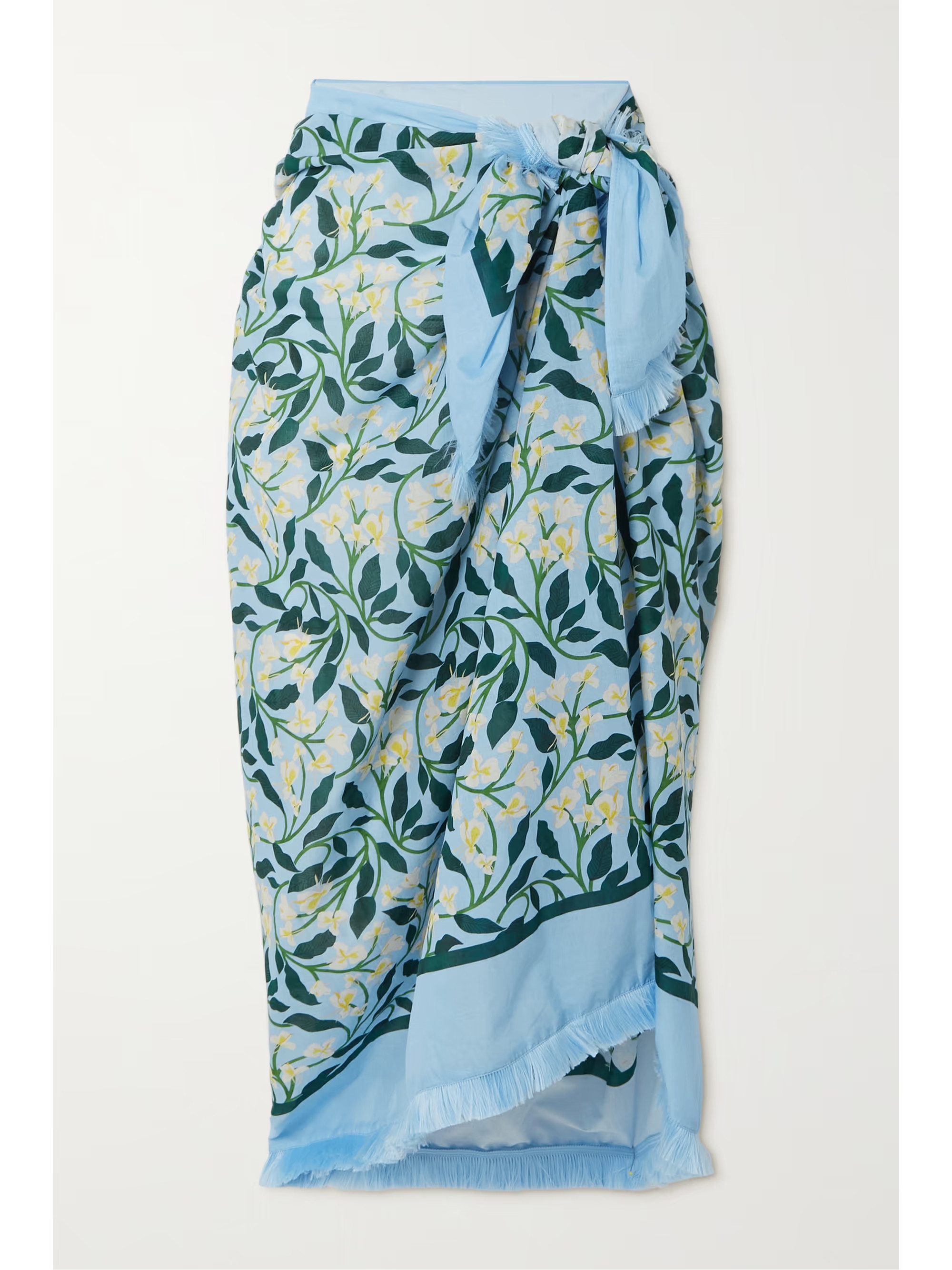 Lavanda frayed floral-print cotton and silk-blend pareo | NET-A-PORTER (US)