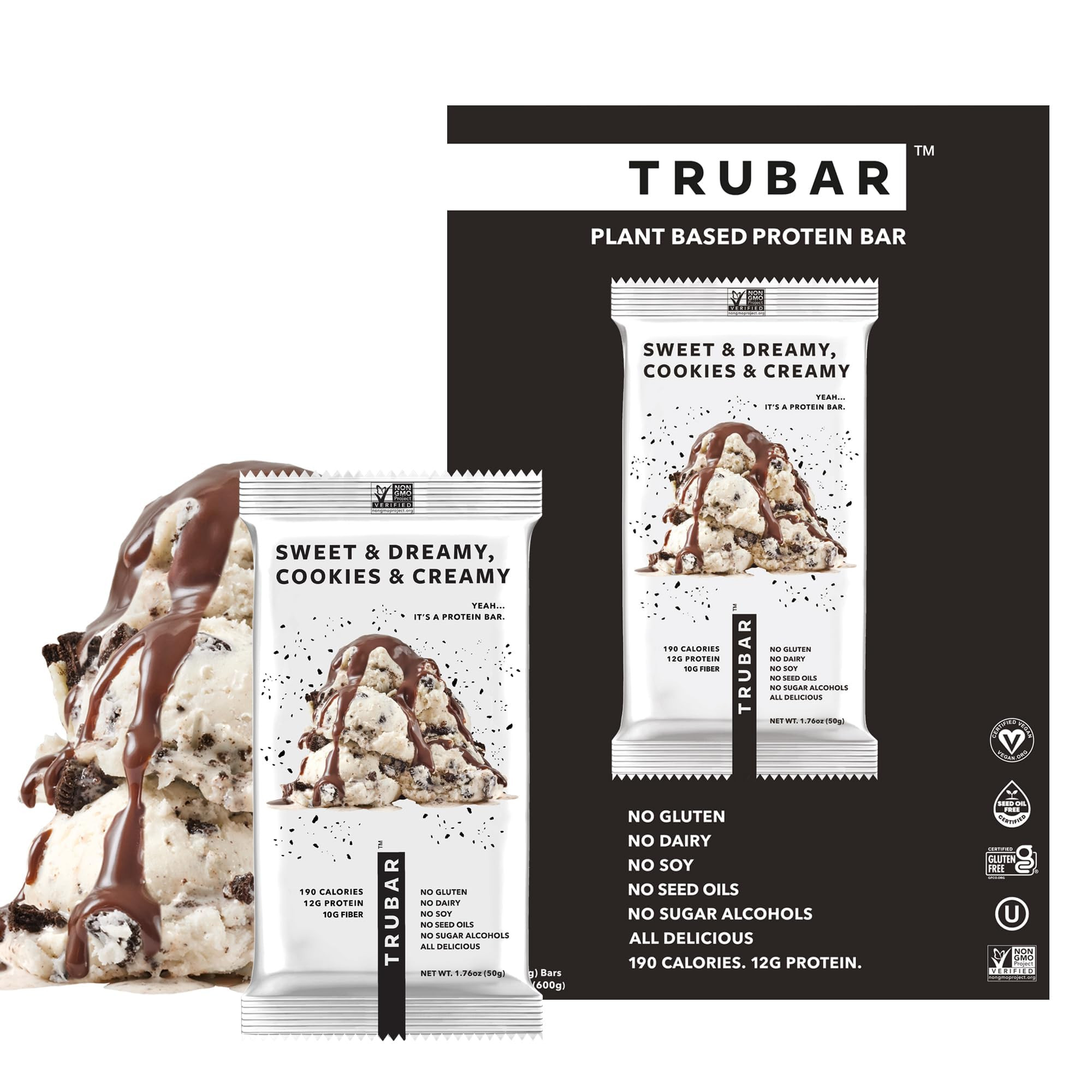 TRUBAR Vegan Protein Bar, Sweet & Dreamy Cookies and Creamy, Gluten Free, Plant Based Protein, Da... | Amazon (US)