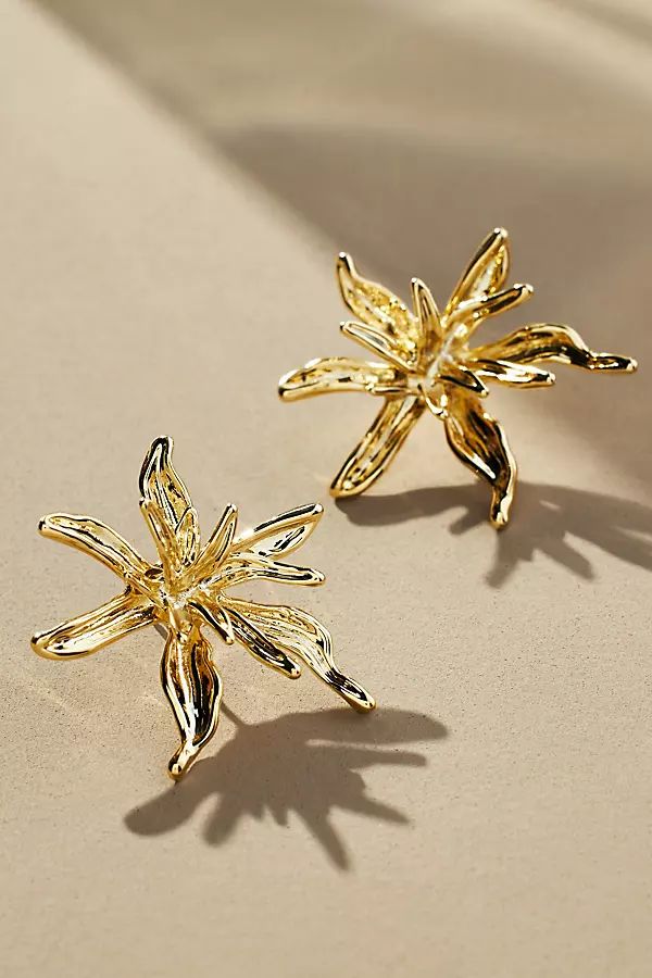 Gold Flower Earrings By Anthropologie in Gold | Anthropologie (US)