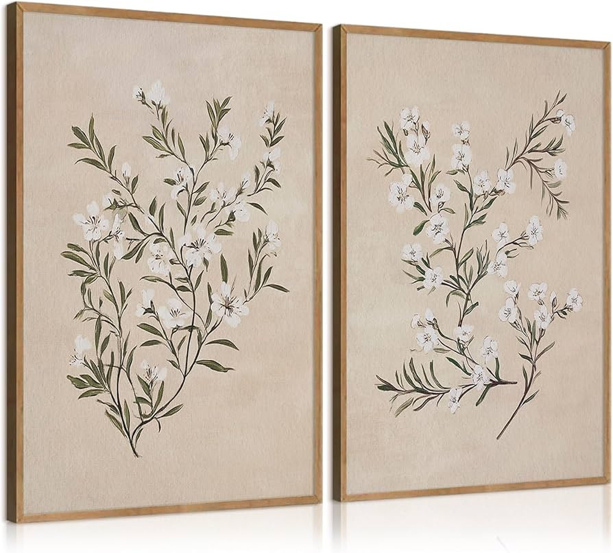 Vintage Botanical Wall Art Neutral Floral Prints Farmhouse Flower Canvas Wall Decor Watercolor Wi... | Amazon (CA)