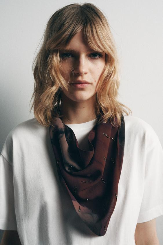 BEADED PRINTED BANDANNA | Zara UK