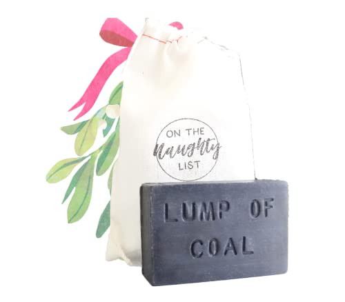 On the Naughty List lump of coal charcoal soap funny Stocking Stuffer - Man Stocking Stuffers for Men Best Funny Adult gifts charcoal bar soap handmade Gifts for Men and Women | Amazon (US)