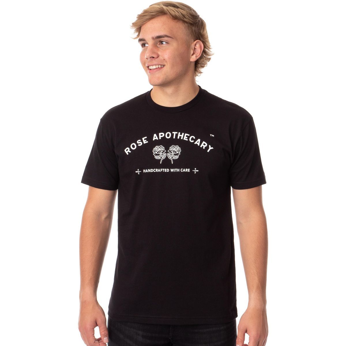 Schitt's Creek Mens' Rose Apothecary Handcrafted With Care T-Shirt | Target