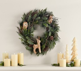 Woodland Critter Light-Up Wreath | Pottery Barn Kids
