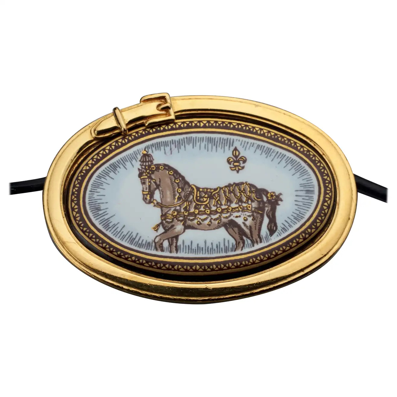 Vintage HERMES Horse Enamel Pendant | 1stDibs