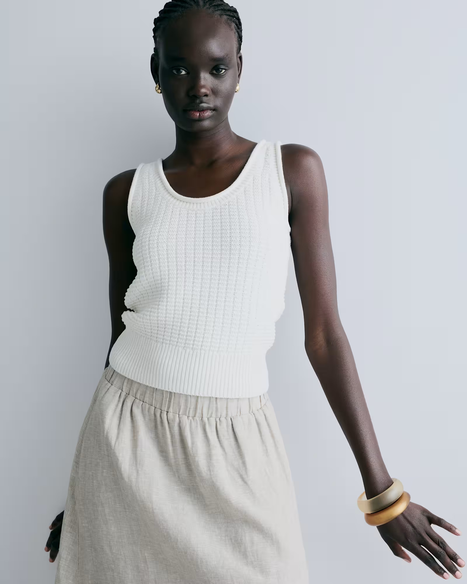 100% Organic Cotton Waffle Cropped Sweater Tank | Quince
