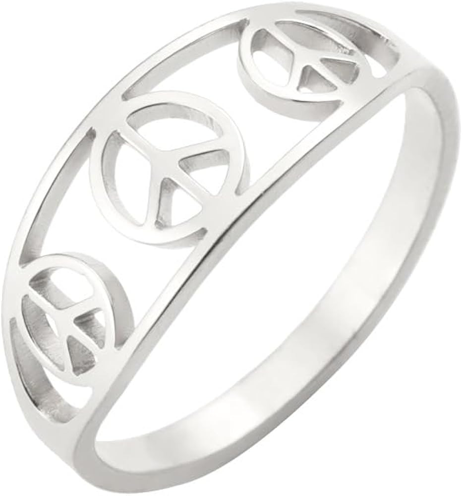 UNIFT Peace Sign Ring for Women Men Stainless Steel Hippie Style World Peace Symbol Ring 1960s 19... | Amazon (US)