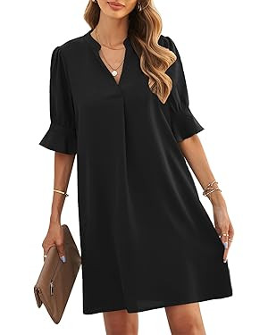 JOCAFIYE Womens Casual Dresses Short Sleeve V-Neck Dress Shift Dress Summer Dresses for Women 202... | Amazon (US)
