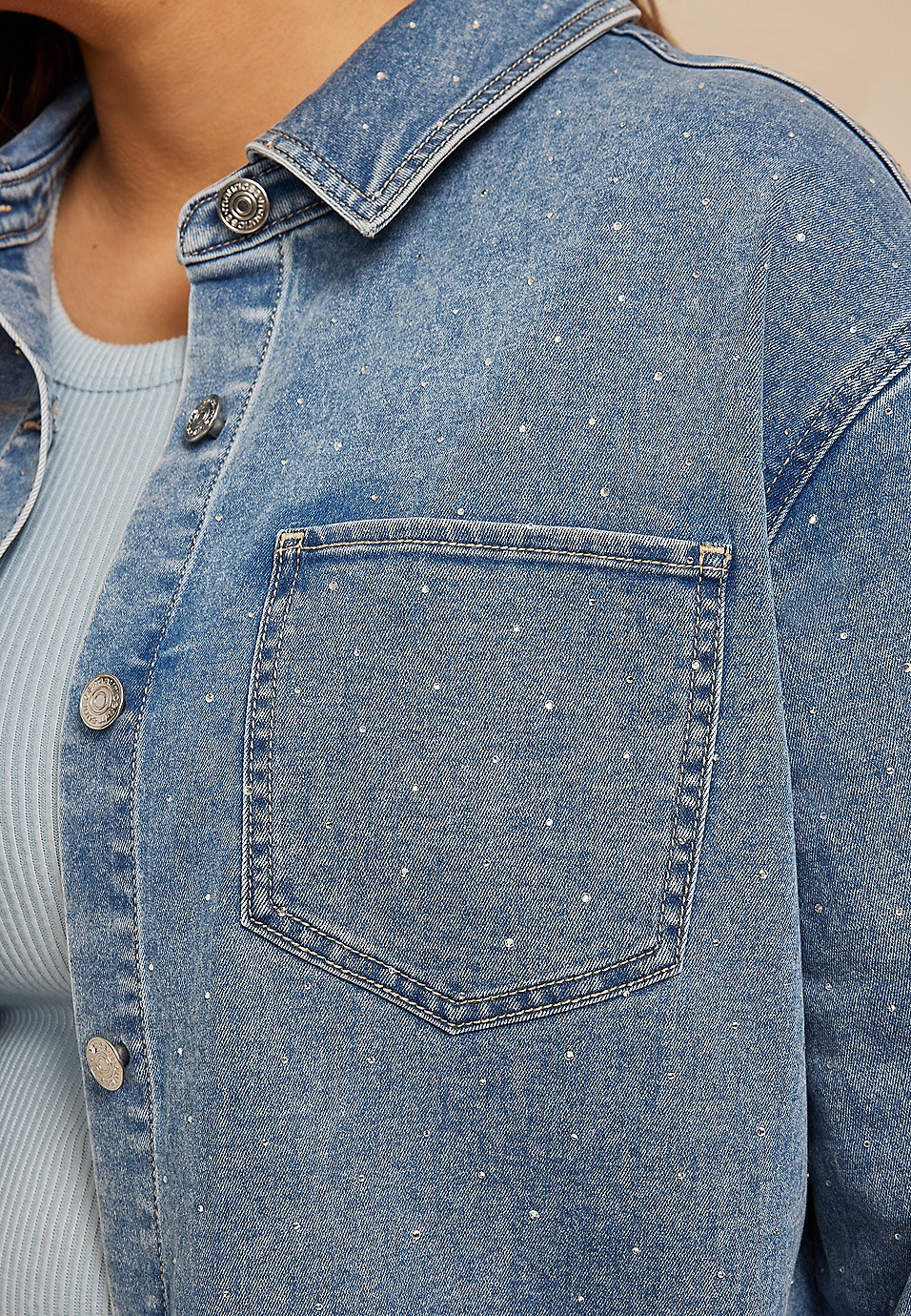 Plus Size Sparkle Denim Shacket | Maurices