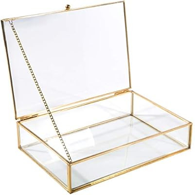 Home Details Vintage Mirrored Bottom Glass Keepsake Box Jewelry Organizer, Decorative Accent, Van... | Amazon (US)