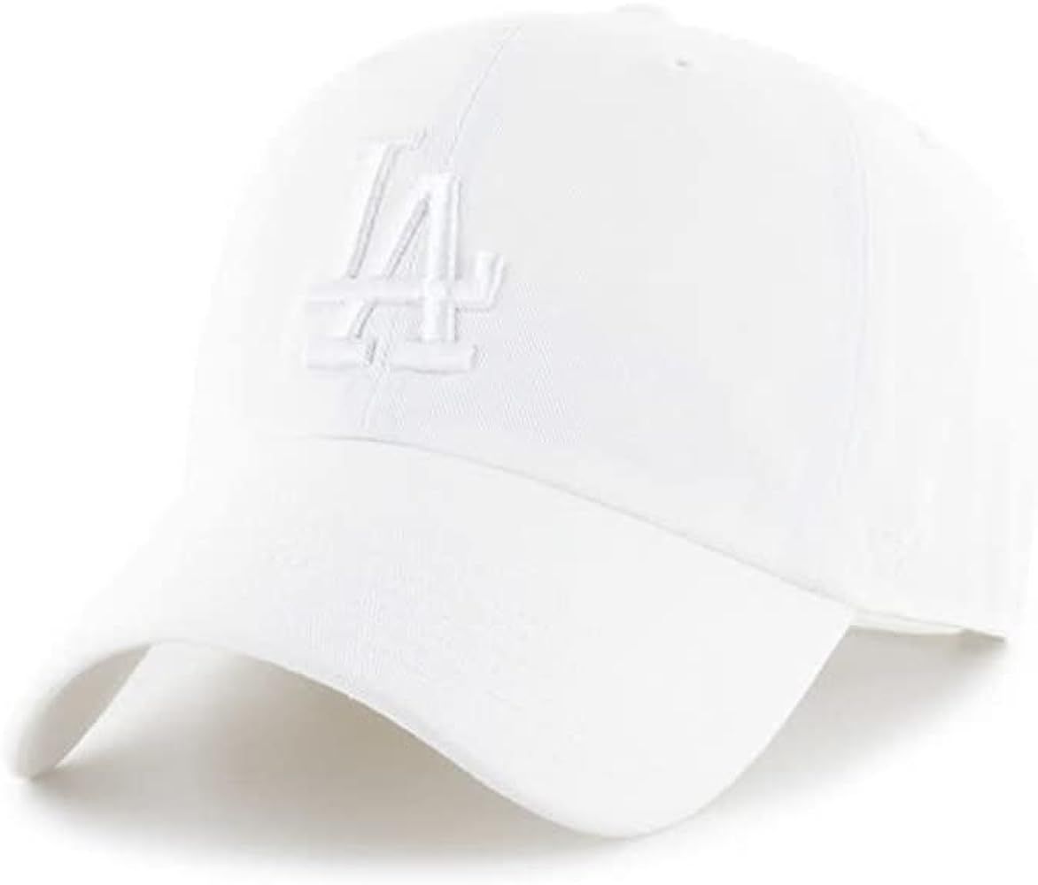 '47 Brand Los Angeles Dodgers Adjustable Clean Up Cap, White/White | Amazon (US)