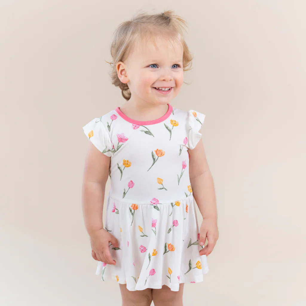 Twirl Bodysuit Dress in Tulip | Kyte Baby