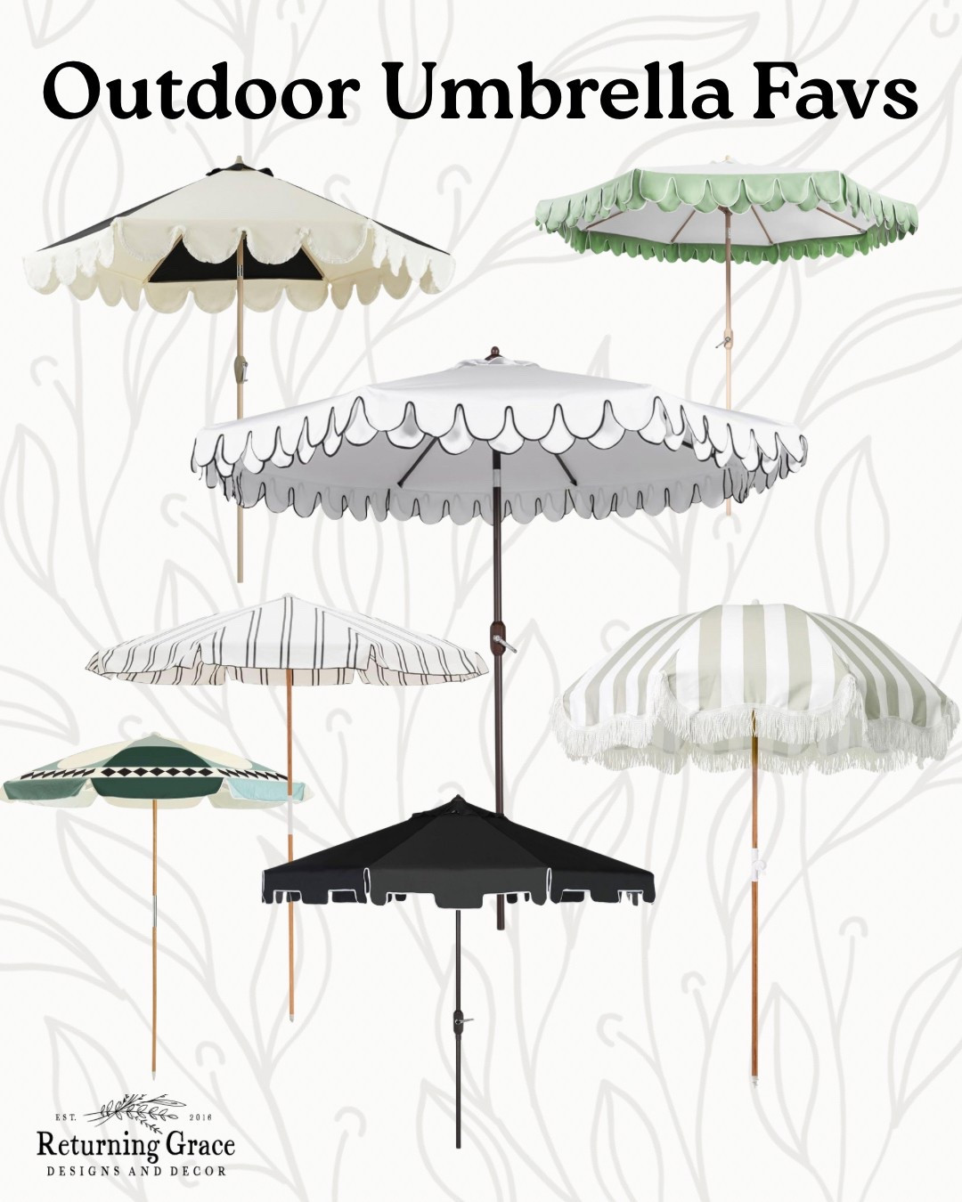 Outdoor Umbrella Favs!!! #outdoorumbrella #umbrella #patioumbrella #outdoordecor 