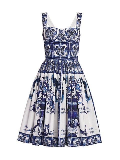 Blu Mediterraneo Sleeveless Floral Fit & Flare Dress | Saks Fifth Avenue