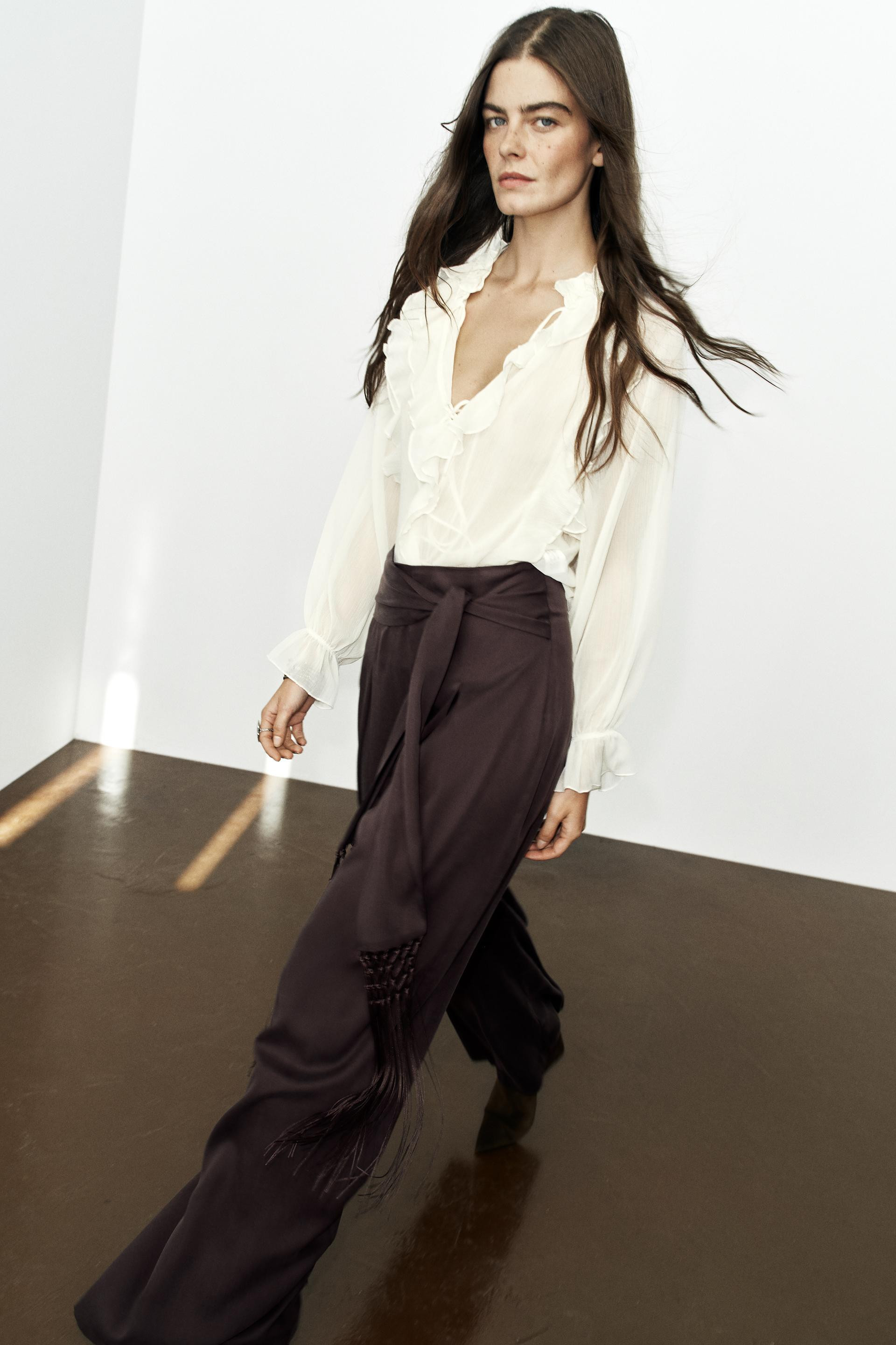 Zara - Striped Blouse With Bow - Women - Brick - Women | Zara US